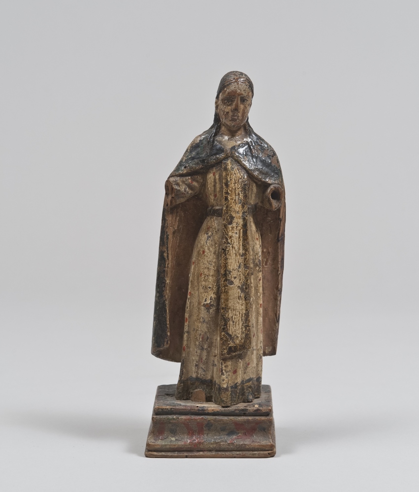 WOODEN SCULPTURE OF SAINT, SOUTHERN ITALY, 18TH CENTURY polychrome. Standing figure with wide