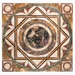 SLAB IN COMMISSO OF ANCIENT MARBLE, 20TH CENTURY FRAME composed of porphyry, white statuary,