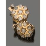 PAIR OF ANTIQUE EARRINGS yellow gold 18 kt. a circular shape, set with rose-cut diamonds. Diamonds