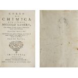 CHEMISTRY AND PHARMACY Manuscript with notes on Farmacia dated 1818 and book by Niccolò Lemery,