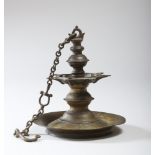 BRONZE LAMP, CONTINENTAL ASIA, 19TH CENTURY size 27 x 23 cm.