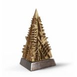 ARNALDO POMODORO (Morciano di Romagna 1926) Pyramid Gilt bronze sculpture, ex. 20/200 Size cm. 15