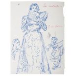 GIORGIO DE CHIRICO (Volos 1888 - Rome 1978) The singer Biro on paper, cm. 14,2 x 10,4 Signed on