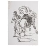 GIORGIO DE CHIRICO (Volos 1888 - Rome 1978) Horse and rider, at Delacroix Pen and pencil on paper,
