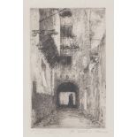 FELICE MELIS MARINI (Cagliari 1871-1953) Old Cagliari, Via del Fossario Aquatint and etching, ex.3/