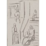 FERRUCCIO FERRAZZI (Rome 1891 - Rome 1978) Composition with figures, 1935 Charcoal on two sided