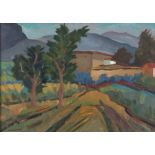 CARLO D'ALOISIO DA VASTO (Vasto 1892 - Rome 1971) Umbrian landscape n. 2, 1960s Oil on pressed