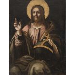 ROMAN PAINTER LATE MANNERIST, FIRST HALF 17TH CENTURY



CHRIST BLESSING

Oil on canvas, cm. 117 x