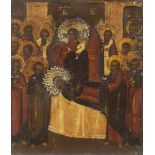 RUSSIAN SCHOOL, EARLY 19TH CENTURY



DORMITIO VIRGINIS

Icon in tempera on board, cm. 31,5 x 26