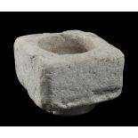 MORTAR IN STONE, MEDIEVAL

square with cylindrical foot.

Size cm. 18 x 21 x 21.



PROVENANCE