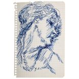 GIORGIO DE CHIRICO 

(Volos 1888 - Roma 1978)



Female profile, 1965 ca.

Blue biro on checkered