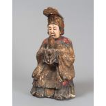 LARGE SCULPTURE IN LACQUERED WOOD, CHINA 19TH CENTURY painted in polychrome, depicting Ma Zu