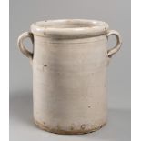 VASE IN CERAMIC, SALENTO 19TH CENTURY cream enamel and cylindrical body, with ribbon handles. Size