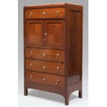 SECRETAIRE CABINET IN WALNUT, LATE 19TH CENTURY threading in maple. Front with three drawers and two