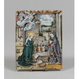 TILE IN MAIOLICA, 20TH CENTURY

polychrome enamel, depicting the Nativity. 

Size cm. 25 x 20.