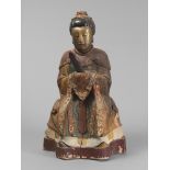 LARGE SCULPTURE IN LACQUERED WOOD, CHINA 19TH CENTURY painted in polychrome, depicting Xi Wangmu