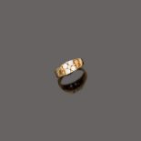 RING in yellow gold 18 kt., four diamonds in flower shape. Diamonds ct. 0.40 ca., weight gr. 5,10.