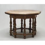 COMPOSITE OCTAGONAL TABLE 

walnut and walnut tinted wood, top with ribbed border. Smooth rim, eight