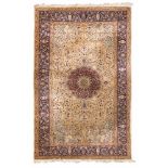 TABRIZ RUG, SECOND HALF 20TH CENTURY double tree of life and blossom, in centre field with white