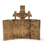 PORTABLE ICON IN ORMOLU, RUSSIA EARLY 19TH CENTURY

triptych with mobile doors. Central part