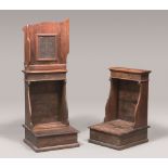 PAIR OF KNEELING STOOLS IN SOFTWOOD, ANTIQUE ELEMENTS

open front. Bracket base.

Size cm. 90 x 58 x