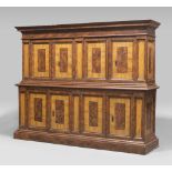 LARGE DOUBLE SIDEBOARD, CENTRAL ITALY 19TH CENTURY

lacquered wood as fake maple rootwood. Upper