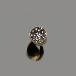 RING in yellow gold 18 kt., studded with black and white diamonds. Diamonds ct. 1.80 ca., total