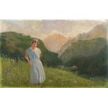 RUSSIAN PAINTER, 20TH CENTURY



WOMAN PORTRAYED IN LANDSCAPE

Oil on cardboard, cm. 35 x 55,5