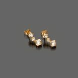 PAIR OF EARRINGS

yellow gold 18 kt. with six set diamonds.

Diamonds ct. 0.24, overall weight gr.