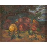 EUROPEAN PAINTER, EARLY 20TH CENTURY



STILL LIFE OF FRUIT IN LANDSCAPE

Oil on cardbaord, cm. 8