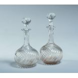 PAIR OF BOTTLES IN BLOWN GLASS, 20TH CENTURY

h. cm. 32.