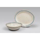 SALAD BOWL AND PLATE IN EARTHENWARE, NAPLES, GIUSTINIANI FIRST QUARTER 19TH CENTURY

white