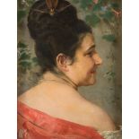 FRANCESCO VINEA

(Forlì 1845 - Firenze 1902)



LADY WITH VINE LEAVES

Oil on canvas, cm. 30 x 22