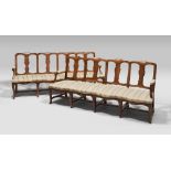 PAIR OF LITTLE SOFAS IN WALNUT, CENTRAL ITALY 18TH CENTURY

four sectioned openwork backrest. 

Size