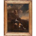 DUTCH PAINTER, LATE 17TH CENTURY



IMAGINARY LANDSCAPE WITH WAYFARERS

Oil on canvas, cm. 44,5 x