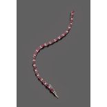 FINE BRACELET

white gold 18 kt. with rubies and diamonds.

Length cm. 18, rubies ct. 9.00, diamonds