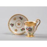 CUP AND SAUCER IN PORCELAIN, MARCA COZZI, 19TH CENTURY

in polychrome and gold.

Size cup cm. 10 x