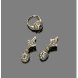 FINE SET WITH PAIR OF EARRINGS AND RING, EARLY 20TH CENTURY

in gold and silver, with set