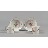 PAIR OF CUPS AND SAUCERS IN PORCELAIN, PROBABLY RUSSIA EARLY 19TH CENTURY

white glazing and