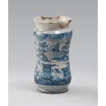 SMALL ALBARELLO IN MAJOLICA, OFFICINA CAMPANA LATE XVIII, EARLY 19TH CENTURY

blue and white