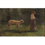 PAINTER CENTRAL ITALY, 19TH CENTURY



SHEPHERD GIRL WITH SHEEP

Oil on canvas, cm. 30 x 46

Framed