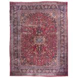 IMPORTANT AND FINE MASHED RUG, EARLY 20TH CENTURY

central medallion with flower and herati and