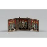 TRAVEL TRIPTYCH, RUSSIA LATE 18TH CENTURY

in bronze with polychrome glazing. 

Size open cm. 6,5
