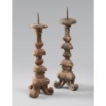 PAIR OF SMALL CANDLEHOLDERS, 18TH CENTURY

carved silver and gilded wood. 

h. cm. 26.