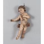 FIGURE OF CHERUB IN LACQUERED WOOD, SOUTHERN ITALY, LATE 18TH CENTURY

polychrome glazing, glass