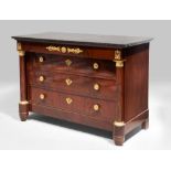 FINE COMMODE IN FEATHERED MAHOGANY, FRANCE EMPIRE PERIOD

Fine finishes in mercury chiselled bronze.