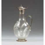 CARAFE IN CRYSTAL, EARLY 20TH CENTURY

silver plate neck and top. Body engraved with family