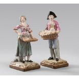 PAIR OF FIGURES IN EARTHENWARE, FRANCE LATE 19TH, EARLY 20TH CENTURY

polychrome, depicting fruit