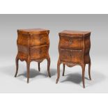 PAIR OF NIGHT STANDS IN PURPLE EBONY, NAPLES OR SICILIA 18TH CENTURY

with bois de rose. Finishes in