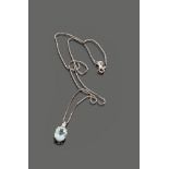 FINE NECKLACE

white gold 18 kt., pendant in aquamarine and diamond.

Length cm. 42, aquamarine